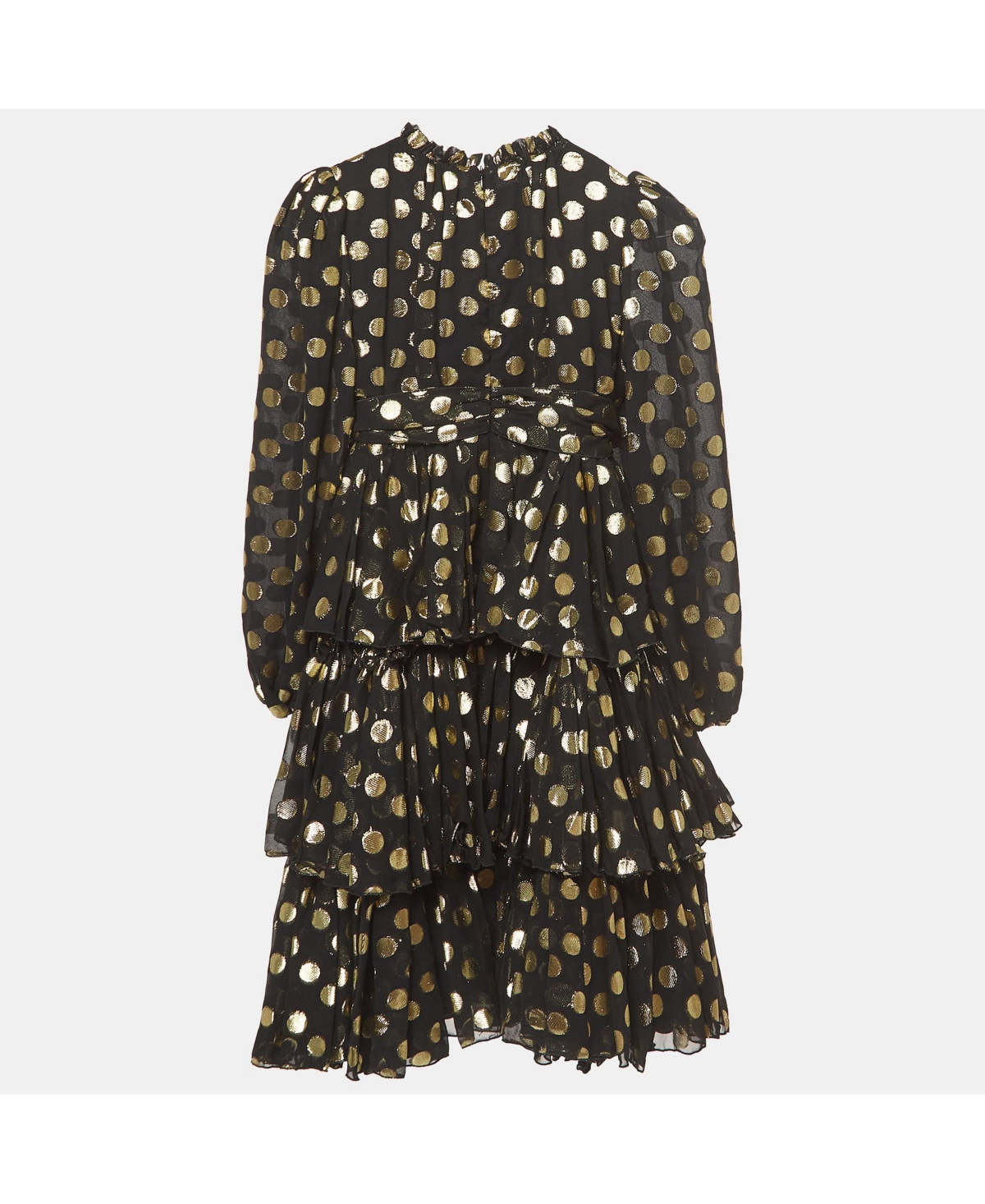 Pre-Owned Dolce & Gabbana Women's Black/metallic Polka-Dot Chiffon Tiered