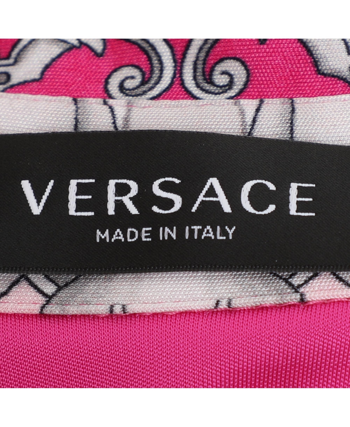 Pre-Owned Versace Women's Pink/silver Satin Baroque Cutout Midi Shirt Dress