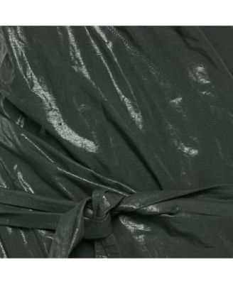 Women's Black Lurex Cotton & Linen Wrap Dress