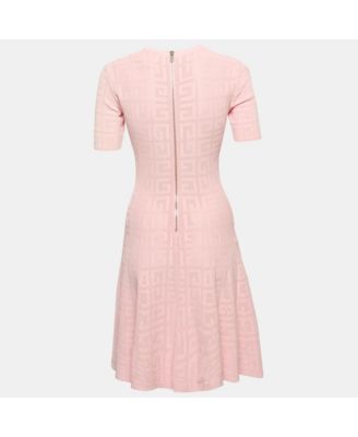 Women's Pink Monogram Knit Short Flared Dress
