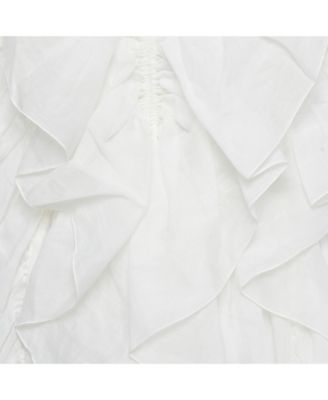 Women's Pre-Owned Chlo&eacute White Ramie Ruffled Asymmetric Midi Dress