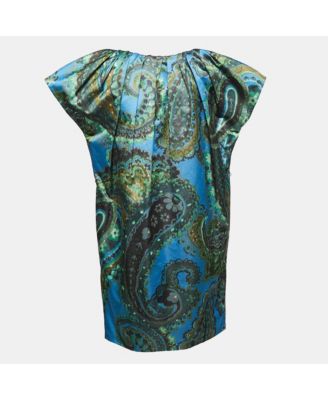 Women's Multicolor Paisley Printed Satin Midi Dress