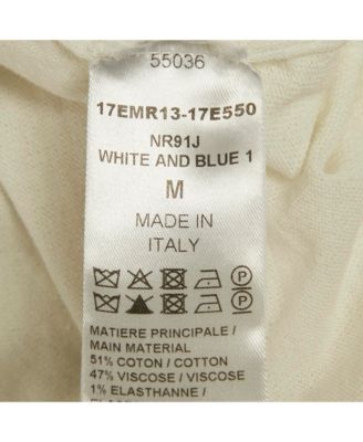 Women's Navy Blue White Vertical Stripe Cotton Knit Midi Dress