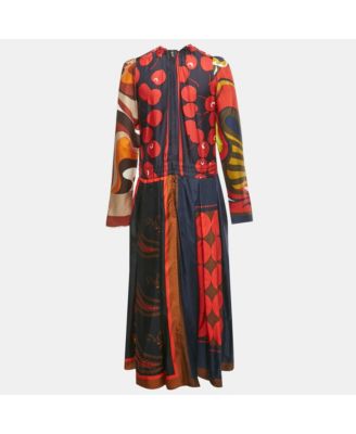 Women's Multicolor Printed Silk Midi Dress