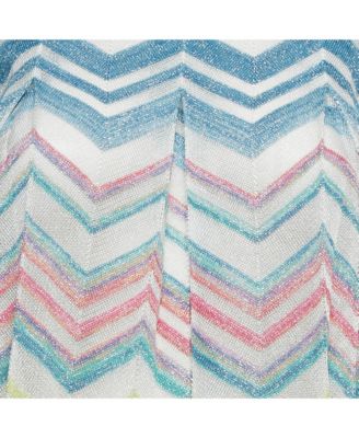 Women's Multicolor Zig Zag Lurex Knit Sleeveless Dress