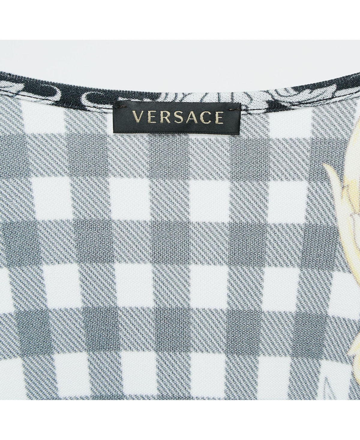 Pre-Owned Versace Women's Black Checks And Barocco Print Jersey Bodycon Dress
