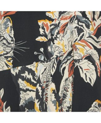 Women's Navy Blue Printed Crepe Asymmetric Mini Dress