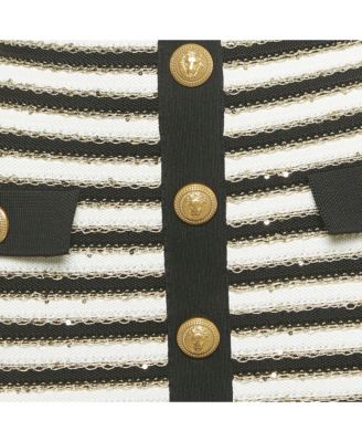 Women's Black/ White Striped Rib Knit Mini Bodycon Dress