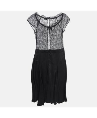 Women's Pre-Owned D&g Black Lace And Satin Flared Short Dress