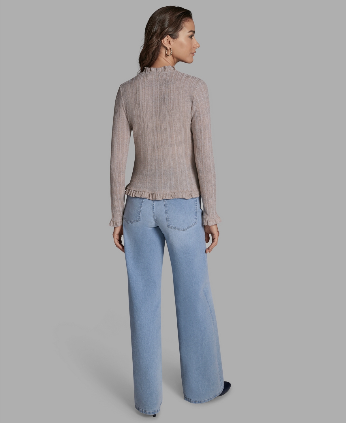 Bcbg Women's V-Neck Ruffle Hem Cardigan Sweater