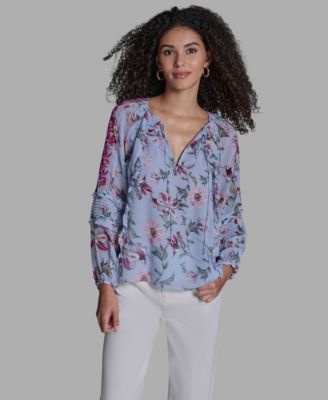 Women's Long-Sleeve Tie Detail Pull-On Top