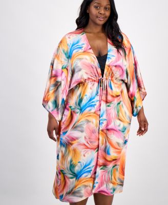 Plus Size Front-Tie Cover-Up Kimono
