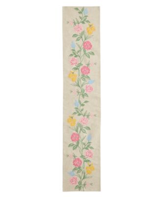 Embroidered Blushing Rose Table Runner, 14" x 70"
