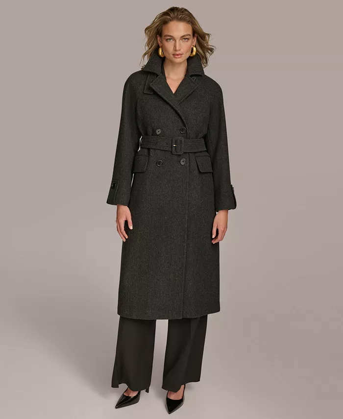 Women's Double-Breasted Belted Wrap Coat - thumbnail 10