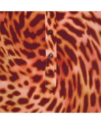 Women's Multicolor Print Silk Buttoned Shirt Blouse