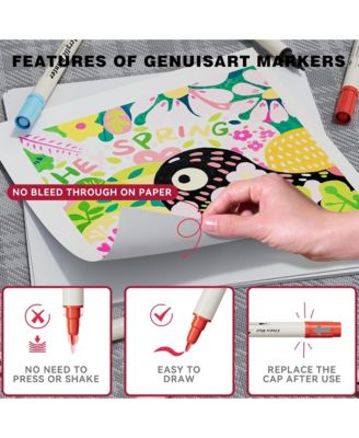 24 Colors Acrylic Paint Pens, Brush and Fine Tip Markers for Rock Painting, Wood, Canvas and DIY Crafts Making