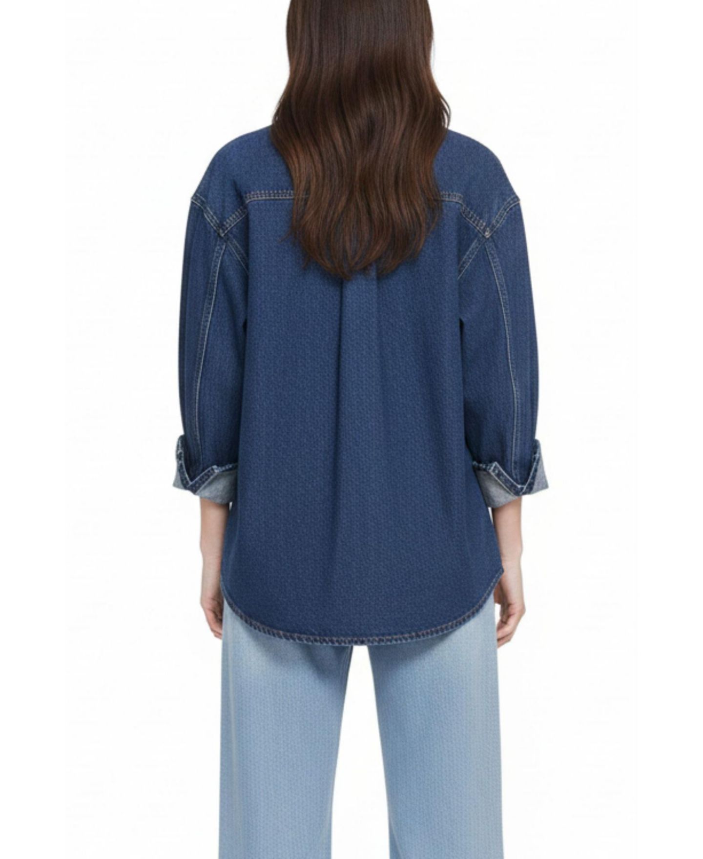 Женская рубашка ELLE Collection Feather Soft Denim Shirt Button Down Top — фото 2