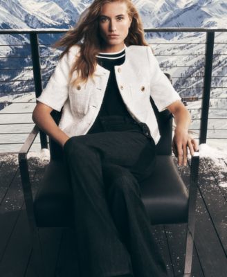 Women's Sequin Embellished Crewneck Short Sleeve Jacket