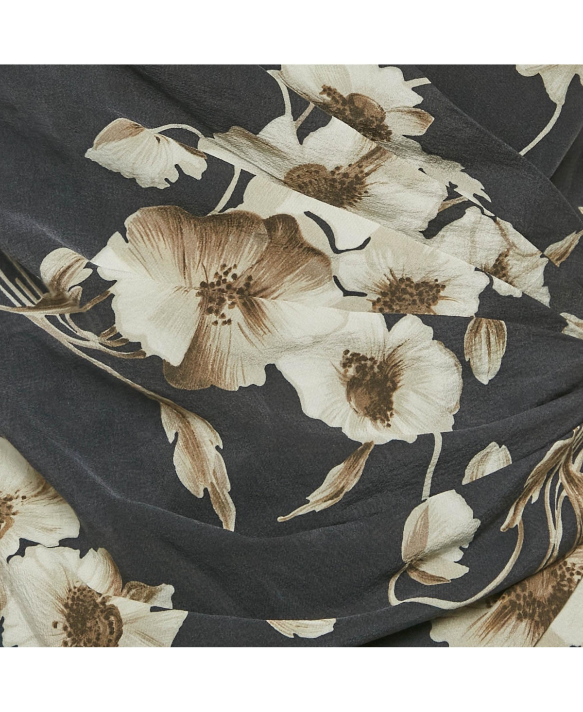 Pre-Owned Dolce & Gabbana Women's Dark Grey Floral Print Silk Blend Draped Top