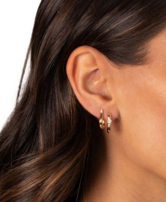 The Ovals Gold Plated Huggie Earring Combo Set