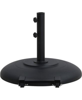 Amalfi Navy With Cream Piping / Matte Black Metal Patio Umbrella with Base Sets