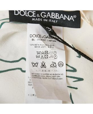 Women's Off White Bird Cage Print Silk Blouse