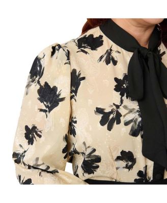 Plus Size Long Sleeve Neck Tie Gwen Blouse