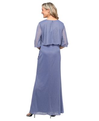 Petite V-Neck Glitter Mock Jacket Dress