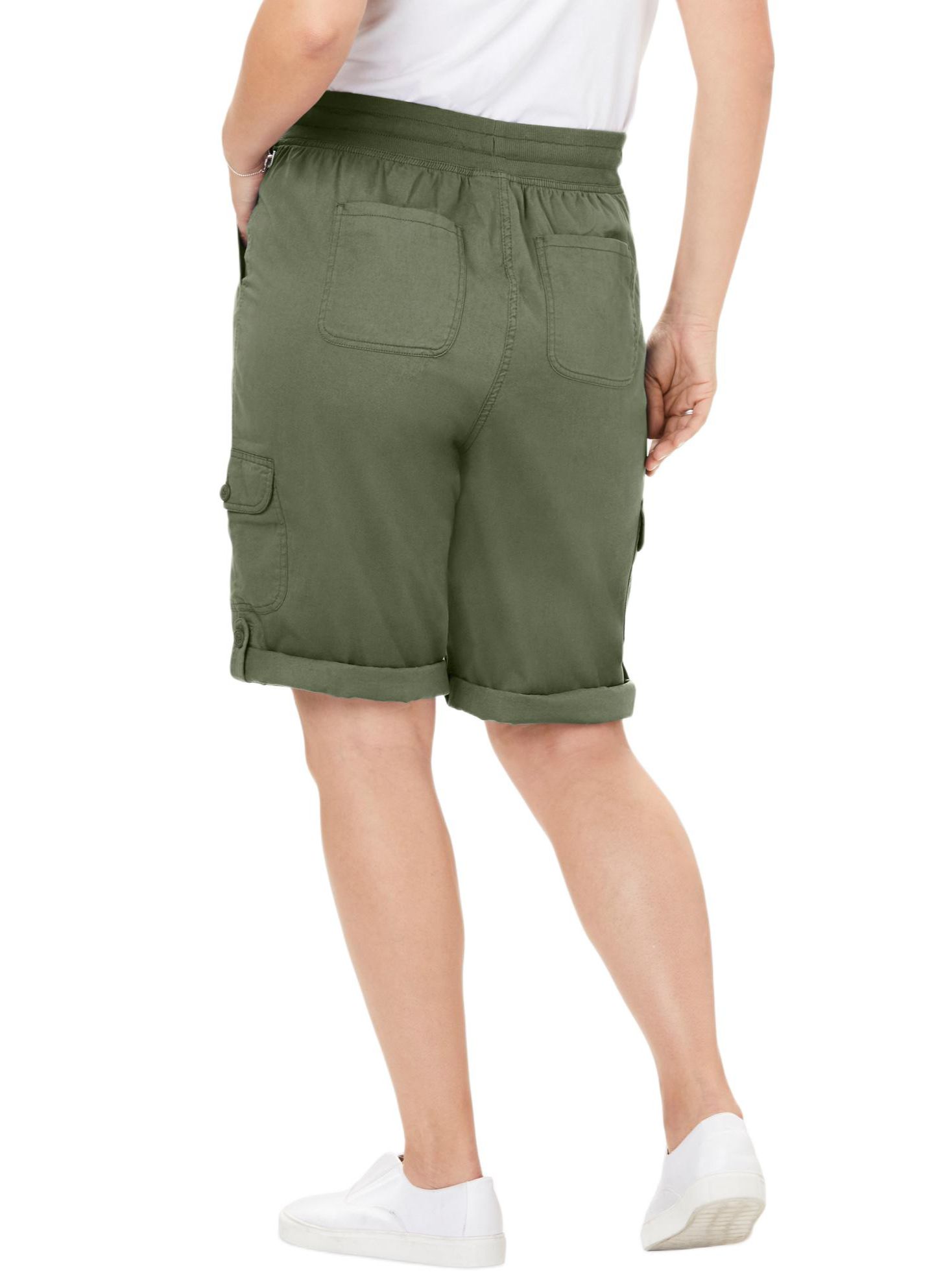 Женские шорты Woman Within Within Convertible Length Cargo Bermuda/Short, цвет: Оливковый зелёный — фото 3