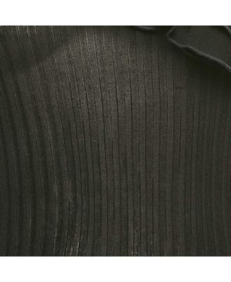 Women's Black Rib Knit Ruffled One Shoulder Top