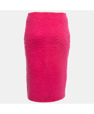 Women's Hot Pink Mohair Blend Knit Pencil Skirt