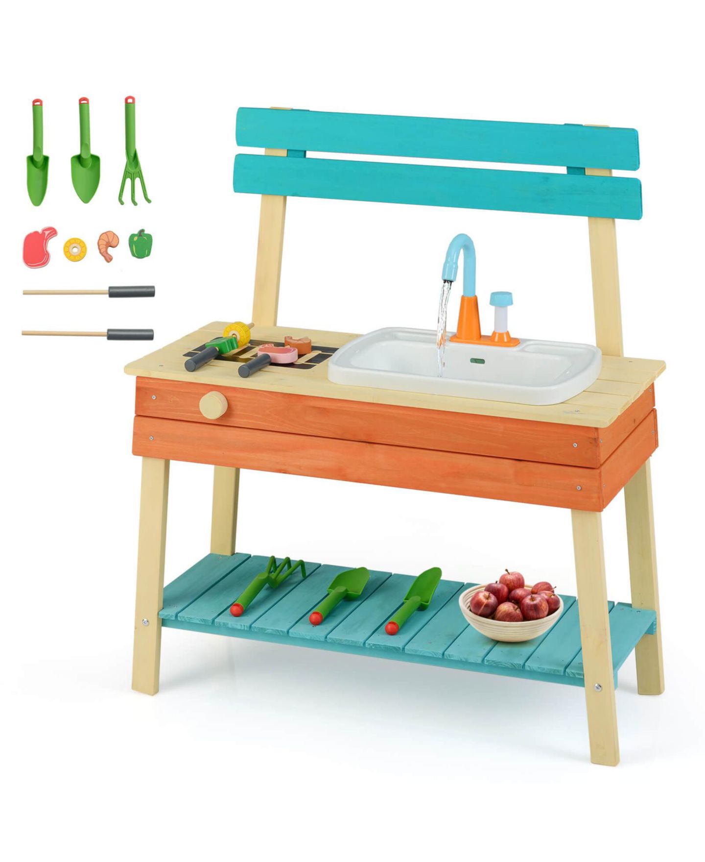 Детская игрушка Costway Water Play Wooden Mud Kitchen, Ages 3-8, цвет: Assorted Pre-Pack — фото 1