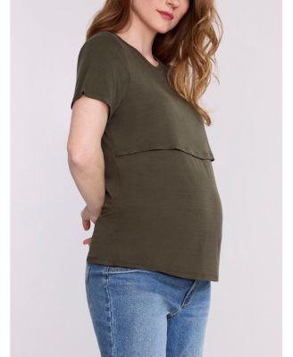 Women's Crewneck Short Sleeve Nursing Tee - Motherhood Maternity