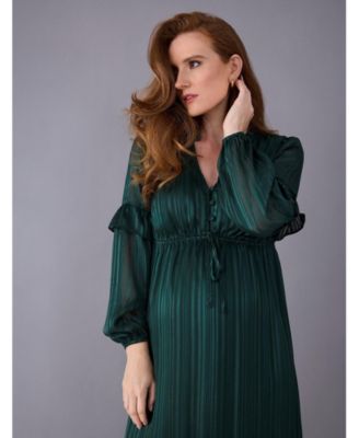 Maternity Motherhood V-Neck Long Sleeve Tiered Maxi Dress