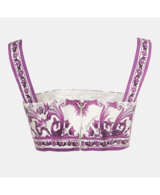 Women's Majolica Print Cotton Crop Top