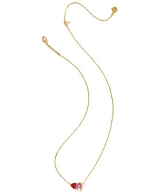 Gold Plated Glass-Stone Pendant Necklace