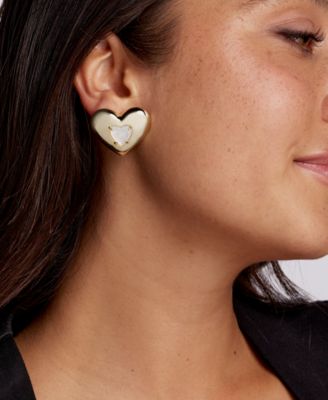 14k Gold Plated Heart Stud Earrings