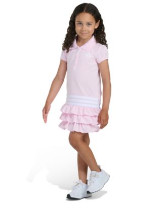 Girls' 2T-6X Ribbed Polo Collar Dress