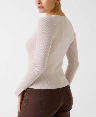 Women's Button-Front Crewneck Sweater
