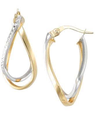 2-Pc. Diamond Earrings Set in Sterling Silver & 14k Gold Over Sterling Silver