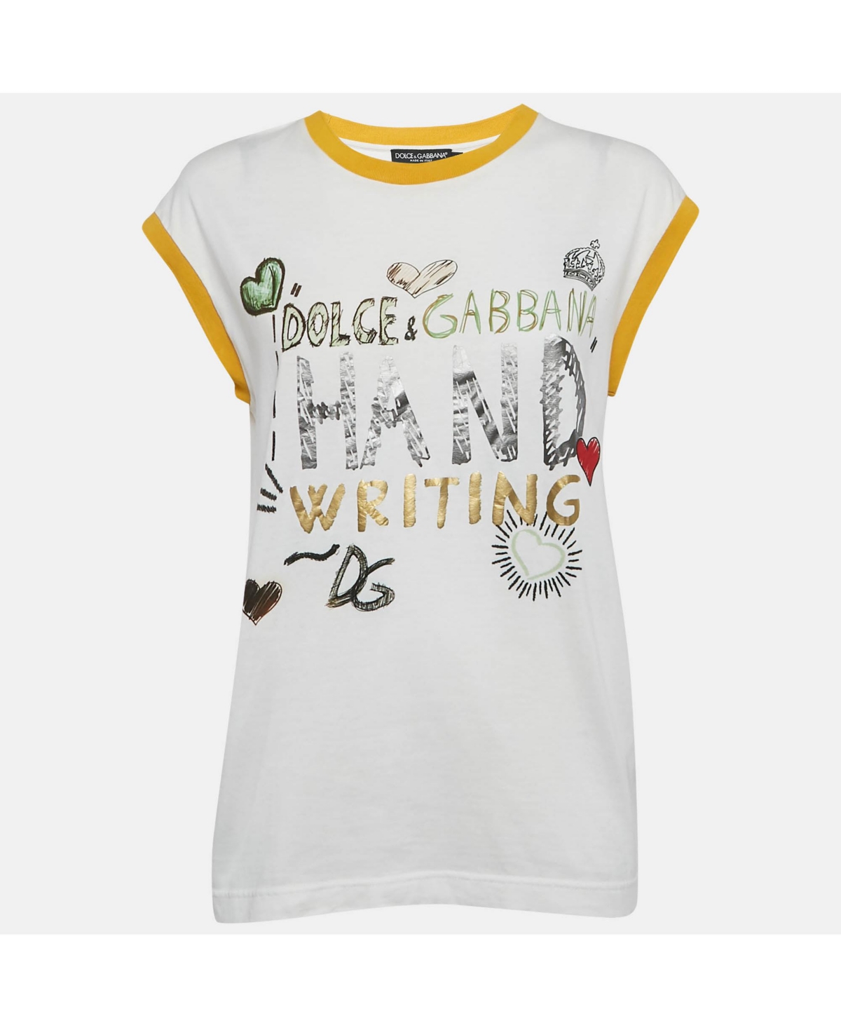 Pre-Owned Dolce & Gabbana Women's White Printed Cotton Sleeveless T-Shirt