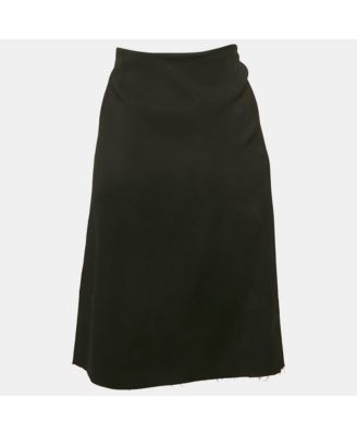 Women's Black Sateen Drape Detail Pencil Skirt