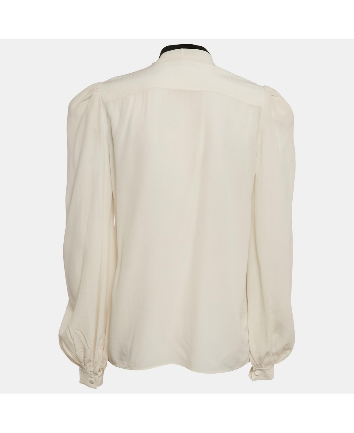 Pre-Owned Givenchy Women's Off- Silk Chiffon Contrast Neck Tie Detail Shirt