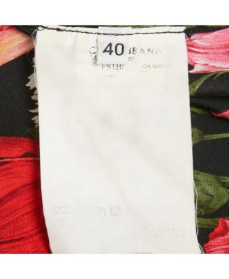 Women's Tulip Print Silk Long Sleeve Shirt