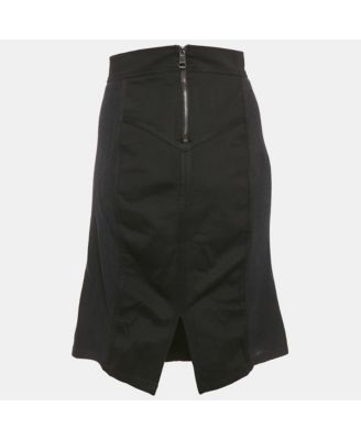 Women's Black Mesh Trim Jersey Pencil Skirt