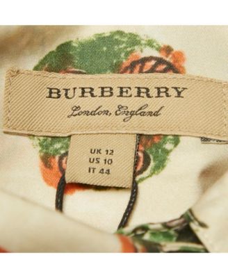 Women's Beige Mask Print Cotton Ruffle Detail Shirt