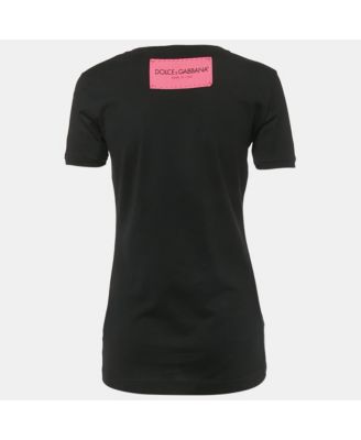 Women's Black D& G Heart Print Cotton T-Shirt