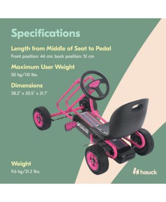 Lightning Ergonomic Pedal Ride On Go Kart Toys for Boys and Girls, Pink