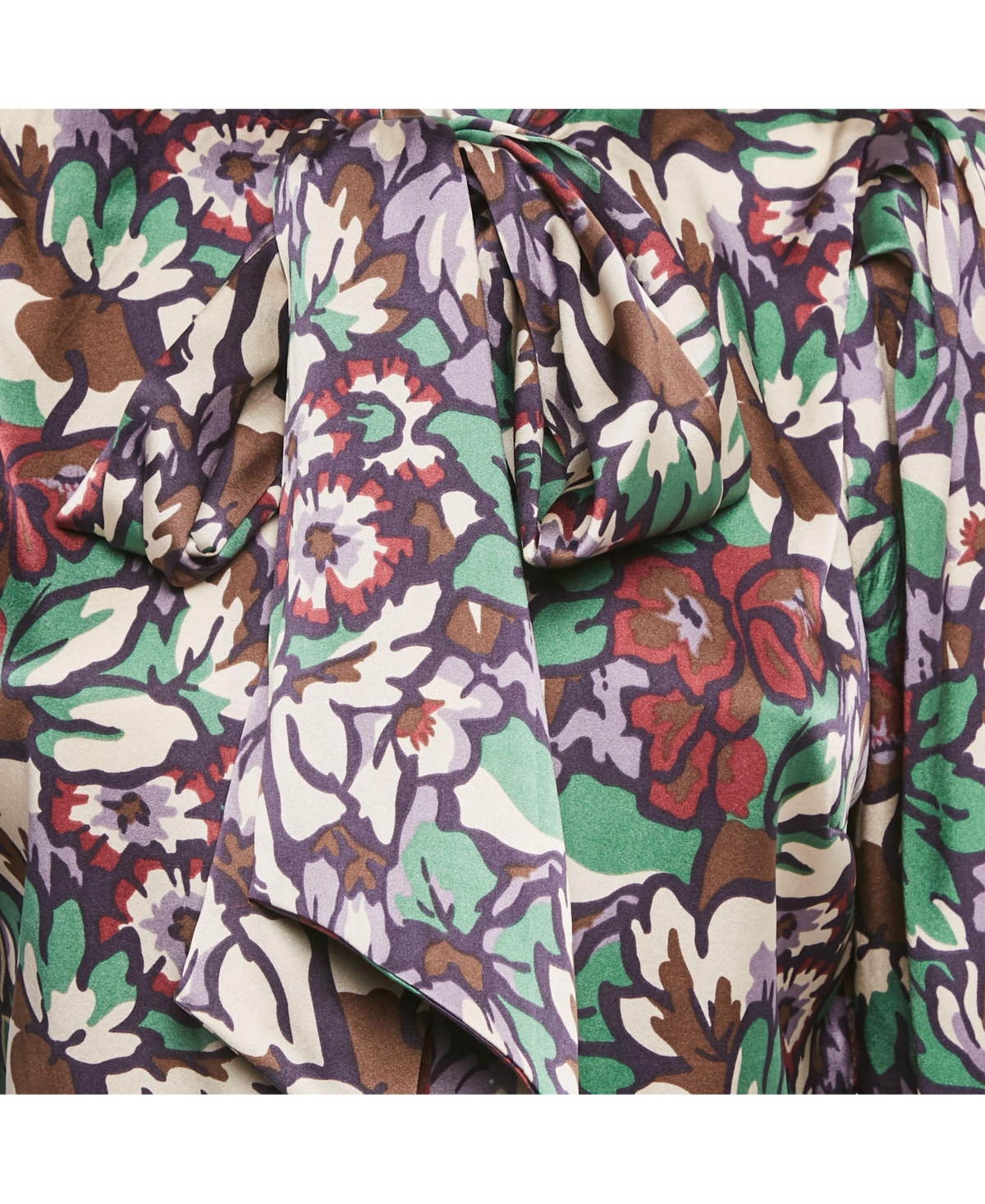 Pre-Owned Burberry Women's London Printed Satin Silk Tie-Up Neck Detail Blouse