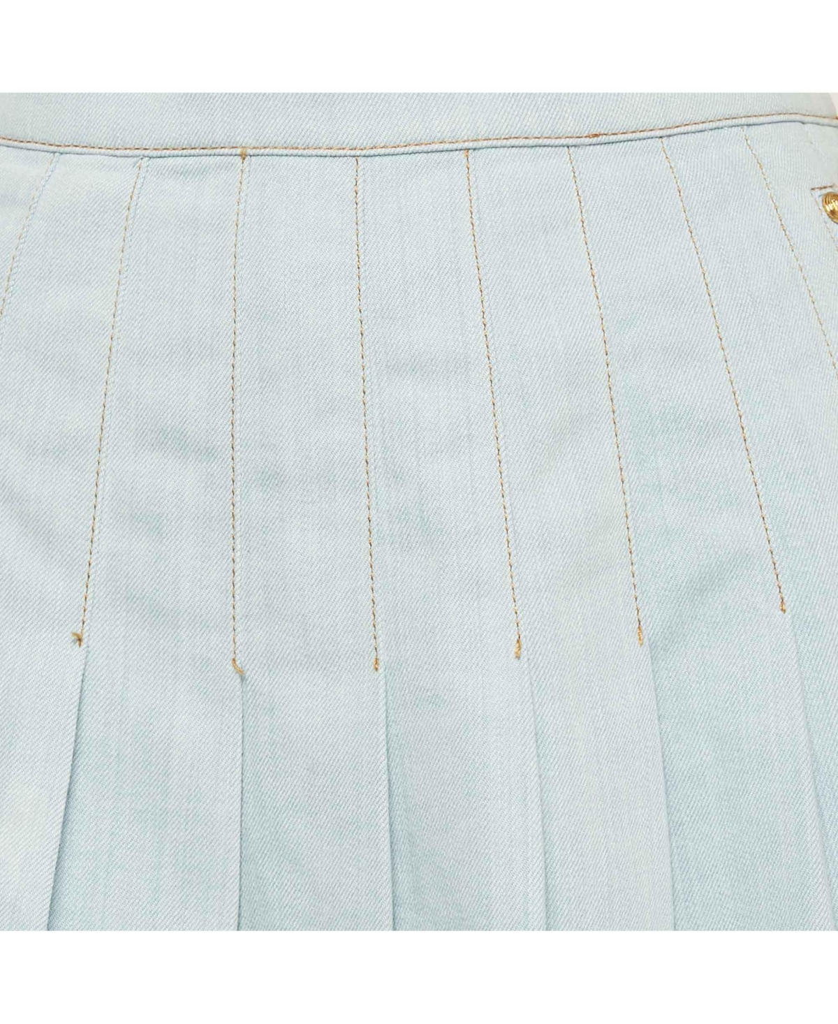 Pre-Owned Balmain Women's Blue Denim Pleated Mini Skirt